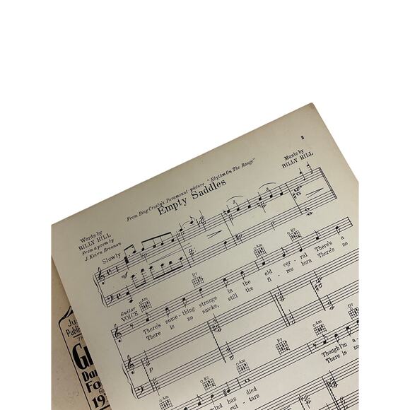 Empty Saddles Sheet Music 1936 Rhythm On The Range Bing Crosby Brennan Hill - Picture 3 of 5